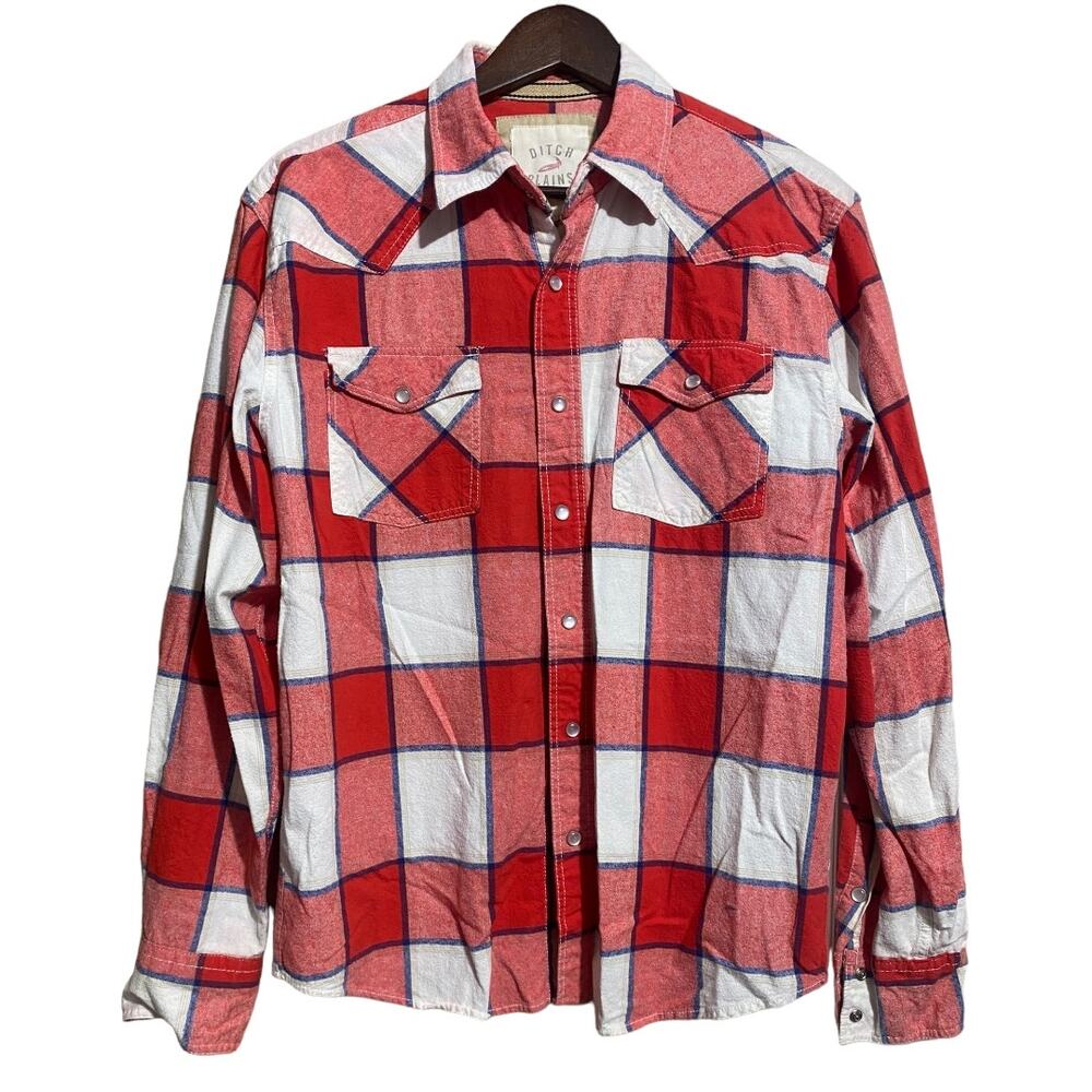 Ditch Plains red and blue flannel pearl snap shirt‎ - Large